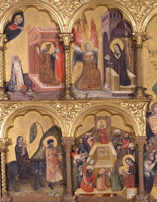 Polyptych of the Dormition of the Virgin, detail of St. Gregory the Great (540-604) Praying for the od Pseudo Jacopino  di Francesco