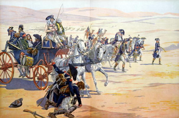 Napoleon (1769-1821) and his Troops in the Desert during the Egyptian Campaign, illustration from 'B od pseudonym for Onfray de Breville, Jacques Job
