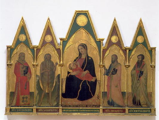 Madonna of Humility with Saints (tempera on panel) od Puccio di Simone