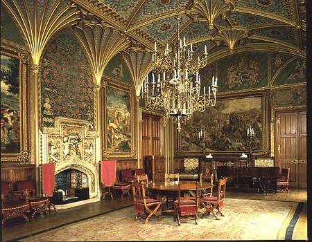 Eastnor Castle, Herefordshire: the drawing room, with furniture designed od Pugin