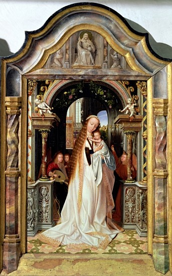 Virgin and Child with Three Angels, central panel of a triptych, c.1509 od Quentin Massys or Metsys