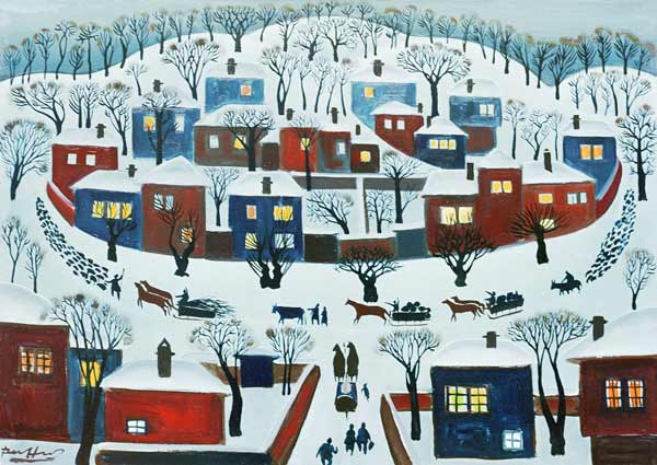 Winter Village, 1969 (oil on canvas)  od Radi  Nedelchev