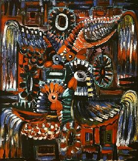 Roosters, 1967 (oil on canvas) 