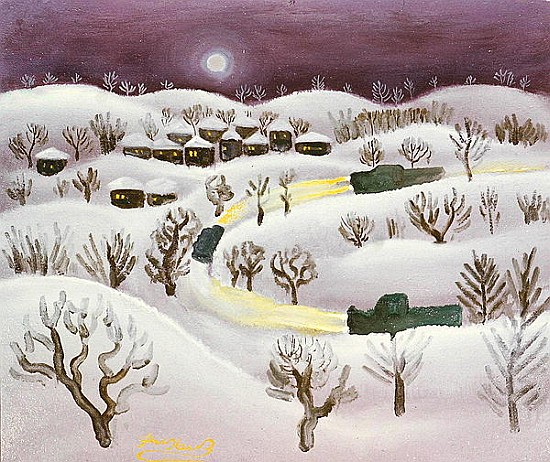 Winter Night, 1971 (oil on canvas)  od Radi  Nedelchev