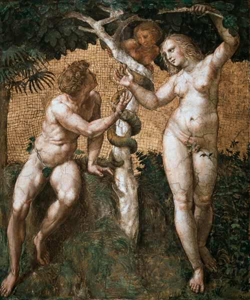 Adam and Eve, from the 'Stanza della Segnatura' od (Raffael) Raffaello Santi