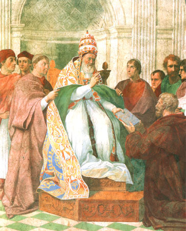 Gregor IX. receives the Dekretalien (detail part) od (Raffael) Raffaello Santi