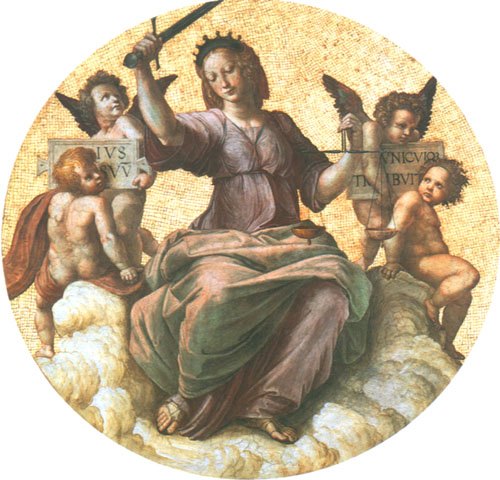 Justitia (detail part of blanket of the Stanza della Segnatura) od (Raffael) Raffaello Santi