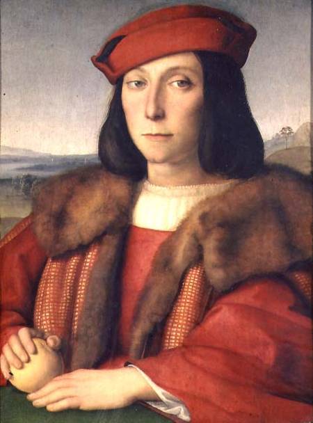 Portrait of a Man holding an Apple od (Raffael) Raffaello Santi