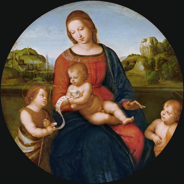 Maria with the child and the little Johannes d.T. (Madonna Terranuova) od (Raffael) Raffaello Santi
