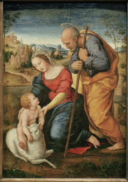 Raphael / Holy Family with lamm / 1504 od (Raffael) Raffaello Santi