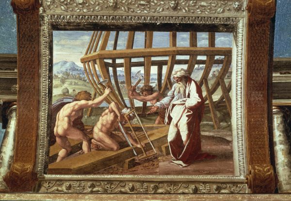 Raphael /The building of the Ark /c.1515 od (Raffael) Raffaello Santi