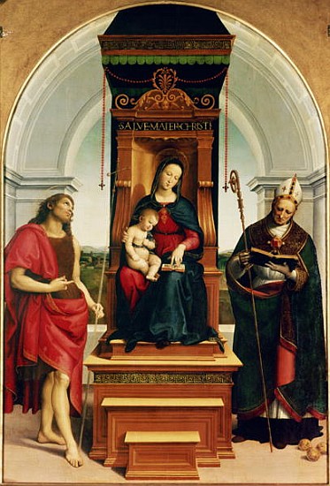 The Madonna and Child with St. John the Baptist and St. Nicholas of Bari od (Raffael) Raffaello Santi