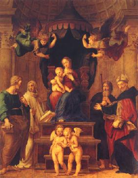 Madonna del Baldacchino (with child, four saints and four angels)