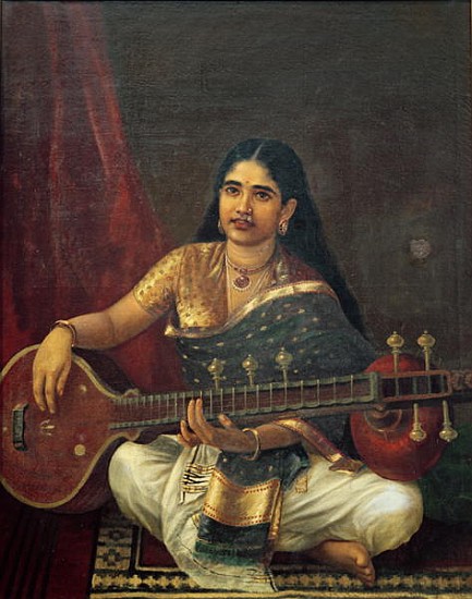 Young Woman with a Veena od Raja Ravi Varma