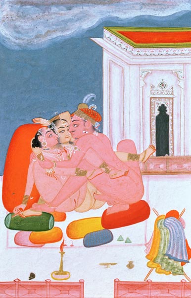 A Prince involved in united intercourse, described by Vatsyayana in his 'Kama Sutra', Bundi, Rajasth od Rajput School
