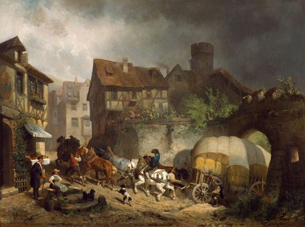 Schwäbische Dorfszene (Vor dem Gewitter) od Reinhold Braun