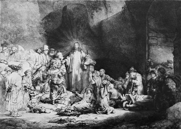Christus heilt die Kranken (sog. Hundertguldenblatt) od Rembrandt van Rijn