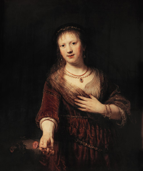 Saskia with the red flower od Rembrandt van Rijn