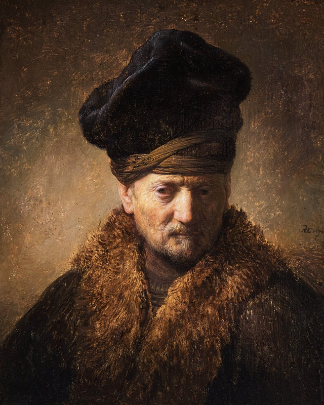 Portrait of an old man with fur hat od Rembrandt van Rijn