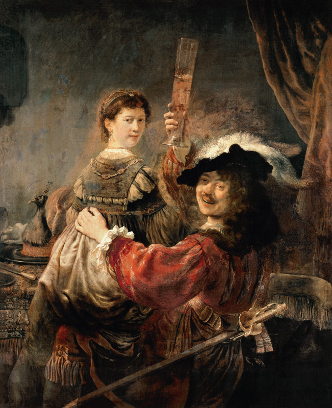 Self-portrait of the artist with his young wife's Saskia od Rembrandt van Rijn
