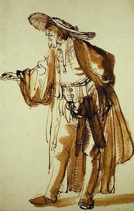 Actor with a Broad-rimmed Hat od Rembrandt van Rijn