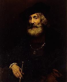 Portrait of an old man with stick and hat. od Rembrandt van Rijn