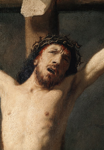 Christ on the Cross, detail of the head od Rembrandt van Rijn
