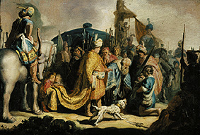David submits Goliath's head to the king Saul od Rembrandt van Rijn