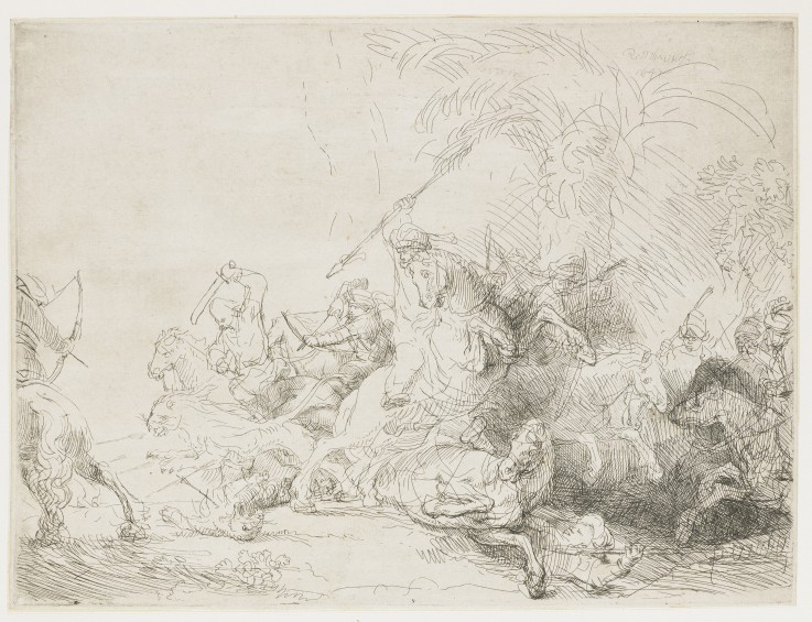 The Large Lion Hunt od Rembrandt van Rijn