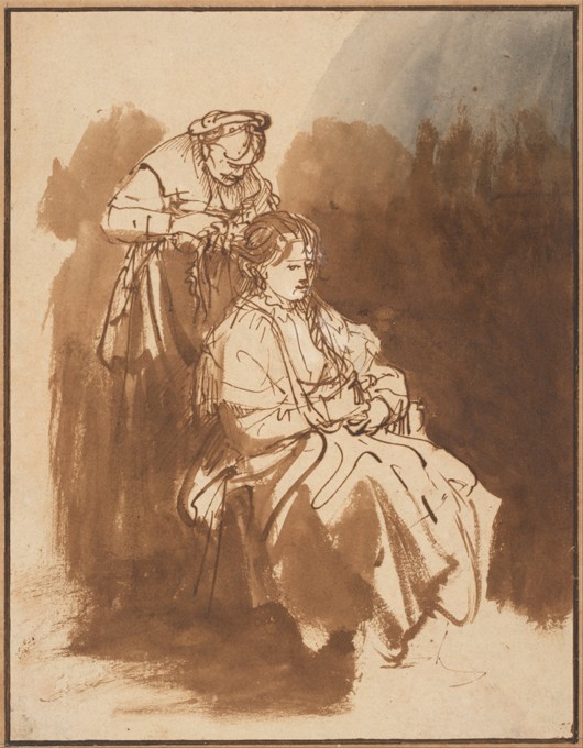 A Young Woman Having Her Hair Braided od Rembrandt van Rijn