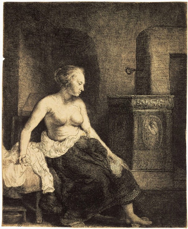 Half-Naked Woman by a Stove od Rembrandt van Rijn