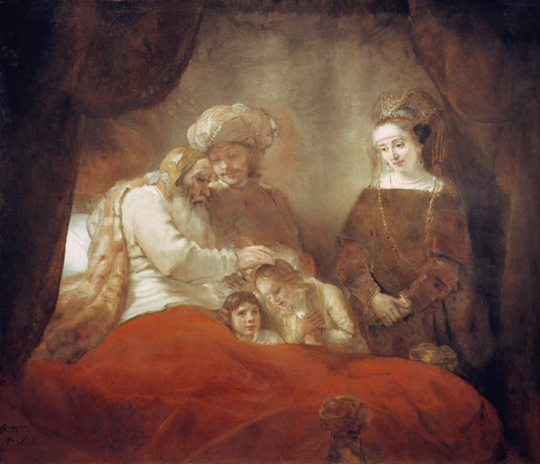 Jacob Blessing Ephraim and Manasseh od Rembrandt van Rijn