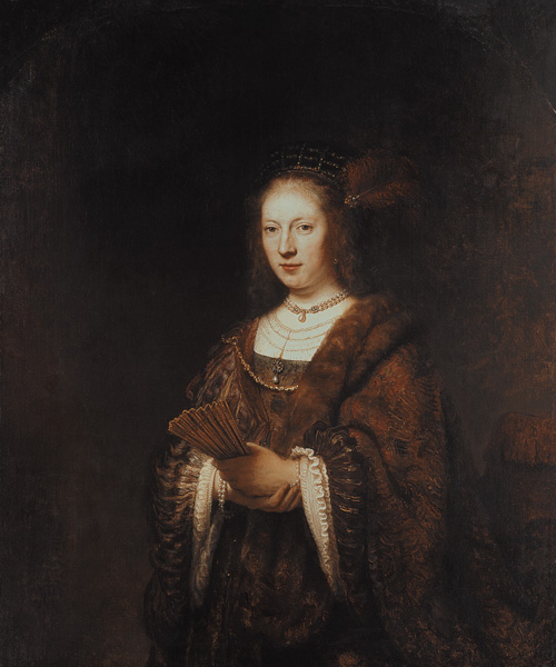 Lady with a fan od Rembrandt van Rijn