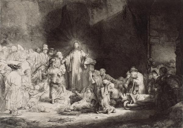 Christ healing the sick (The Hundred Guilder Print) od Rembrandt van Rijn