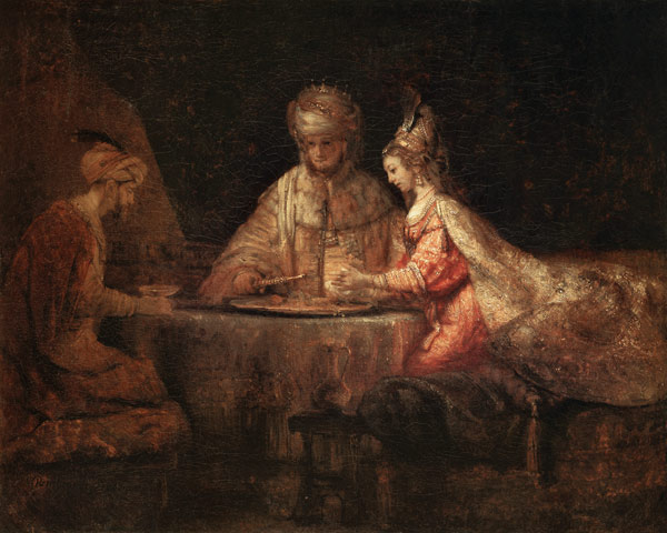 Ahasuerus, Haman and Esther od Rembrandt van Rijn