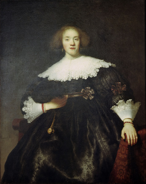 Rembrandt, Porträt einer Frau mit Fächer od Rembrandt van Rijn