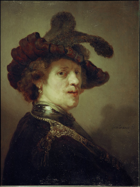 Rembrandt, Selbstbildnis mit Federhut od Rembrandt van Rijn