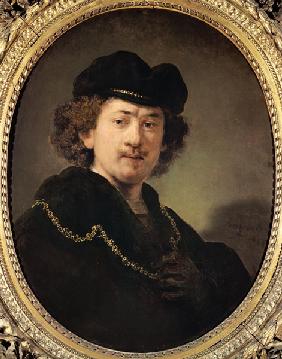 Self-portrait with cap and golden chain
