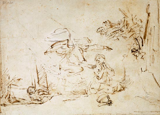 The Angel Appears to Hagar and Ishmael in the Wilderness od Rembrandt van Rijn