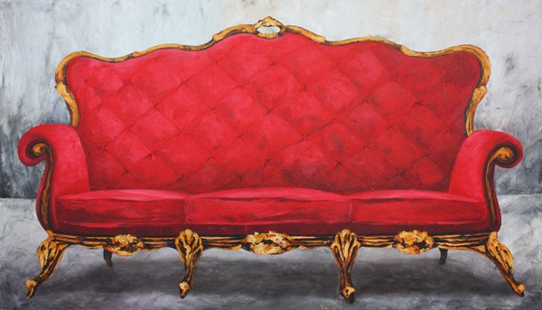 Rotes Sofa od Renate Berghaus