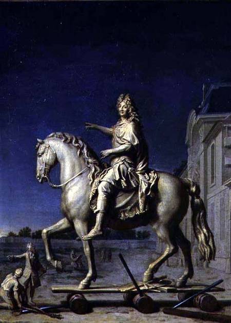 Transporting the Equestrian Statue of Louis XIV to the Place Vendome in 1699 od Rene Antoine Houasse