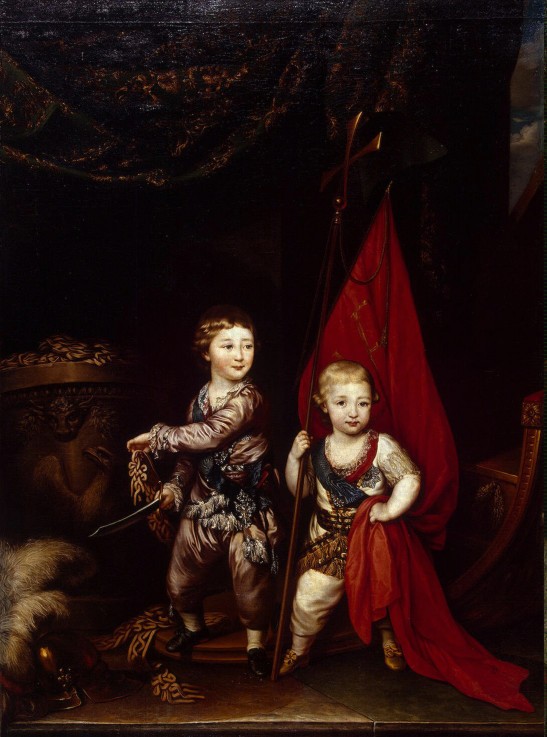 Portrait of Grand Dukes Alexander Pavlovich and Constantine Pavlovich as children od Richard Brompton