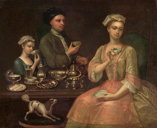 A Family of Three at Tea, c.1727 od Richard Collins