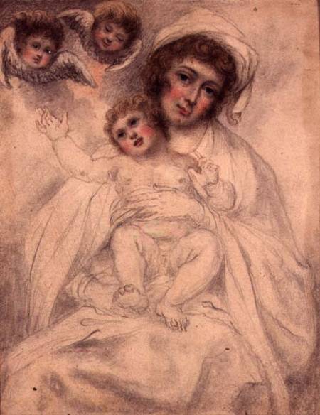 Mother and Child with Cherubs od Richard Cosway