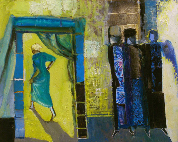 Sarah and the Three Angels, 1998 (oil & collage on canvas)  od Richard  Mcbee