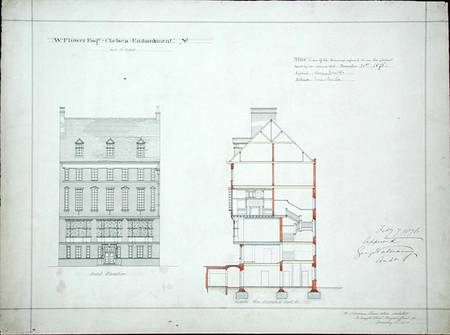 Design for a house for W. Flower Esq, Chelsea Embankment, London od Richard Norman Shaw