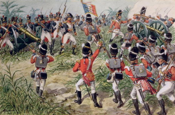 The Charge of the 7th Foot Royal Fusiliers, Martinique, 1st February, 1809 od Richard Simkin