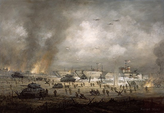 ''The Tanks Go In'', Sword Beach (oil on canvas)  od Richard  Willis