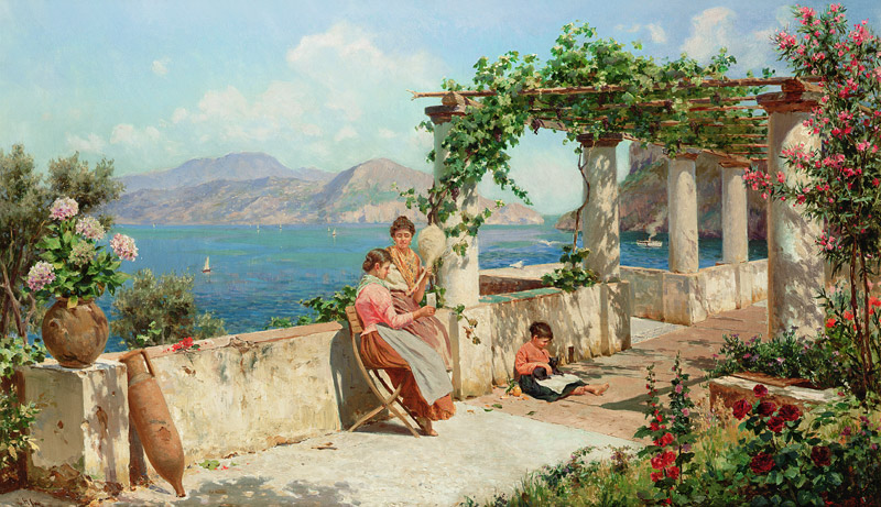 Figures on a Terrace in Capri od Robert Alott