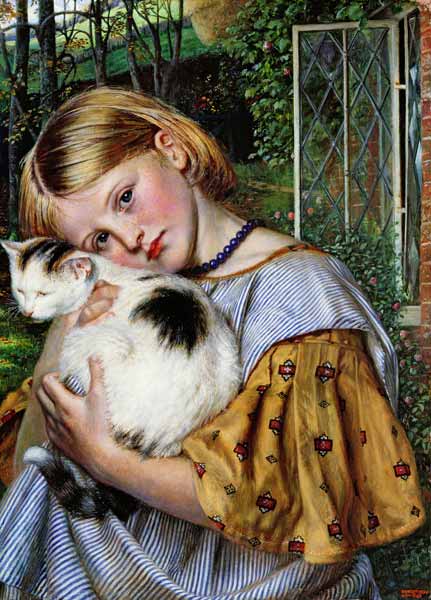 A Girl with a Cat od Robert Braithwaite Martineau